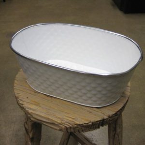Metalliruukku valkoinen ovaali 30cm